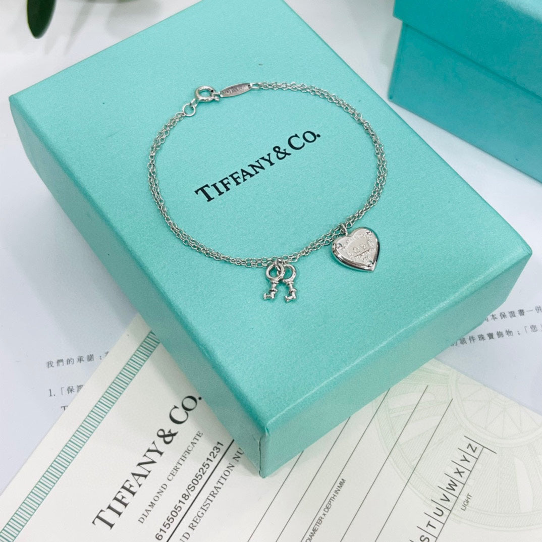 18K Tiffany Heart Tag Key Bracelet
